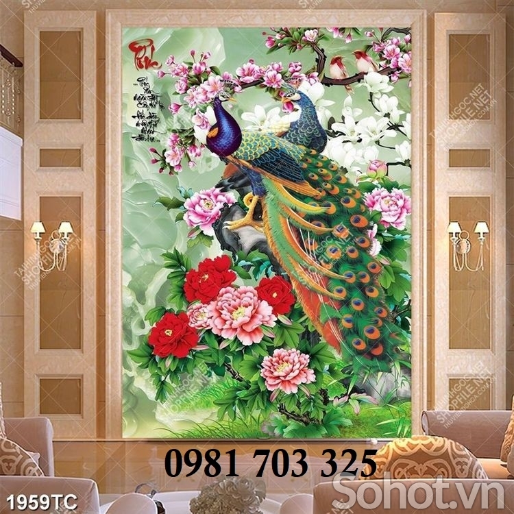 Tranh gạch mẫu đơn cao cấp trang trí