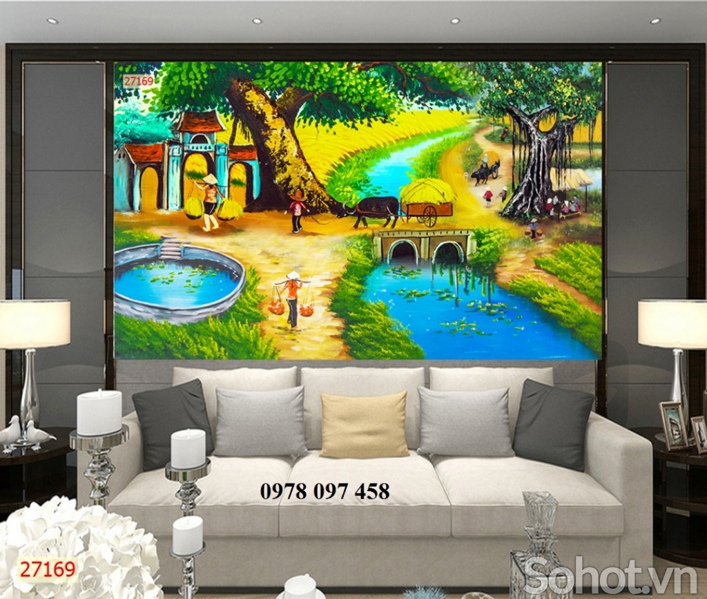 Tranh quê hương - tranh gạch