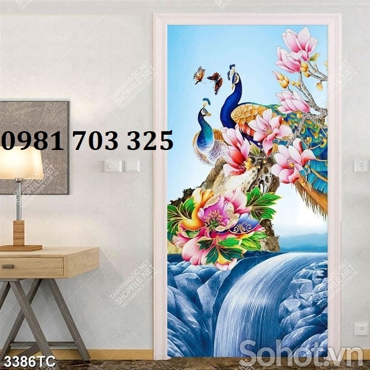 Tranh gạch men 3D chim công