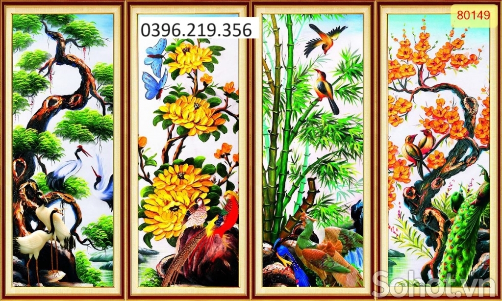 Tranh tứ quý treo tường