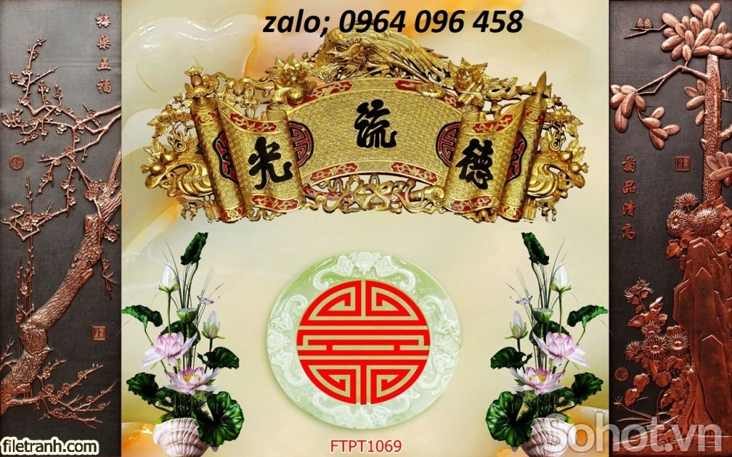 Tranh gạch 3d phòng thờ - 909CN