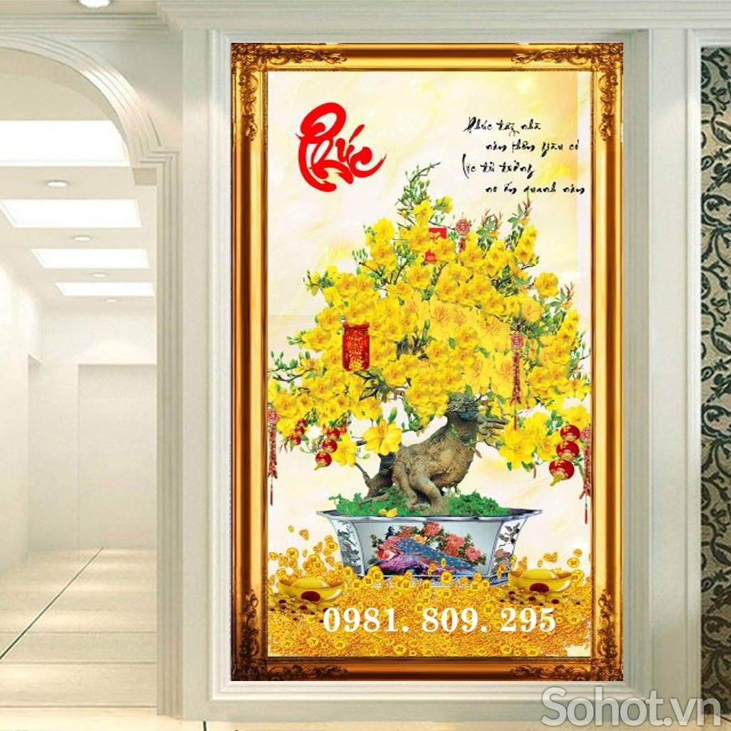 Tranh gạch ốp tường , mẫu tranh hoa mai