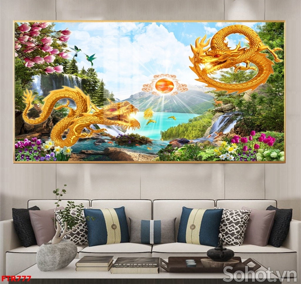 Tranh gạch rồng phượng ốp tường