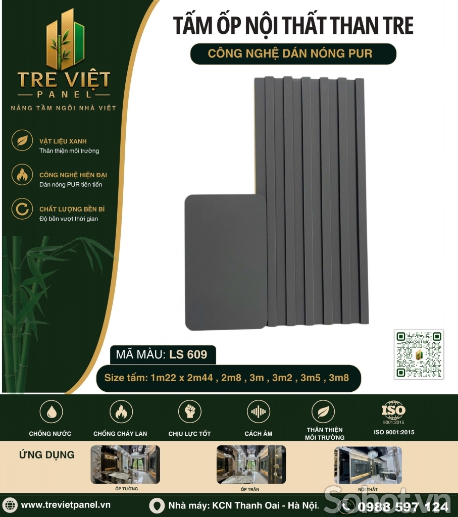 Tấm ốp tường lam sóng than tre