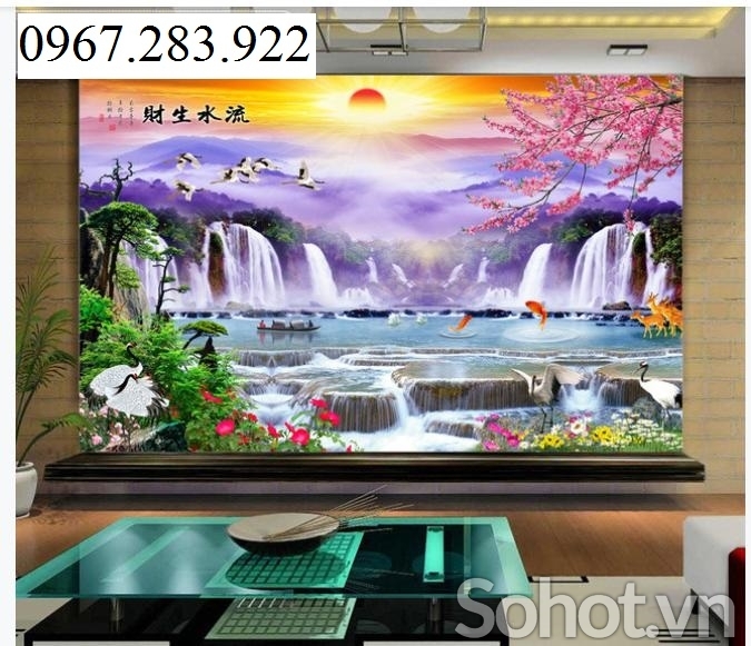 Gạch tranh- Tranh phong cảnh thác nước