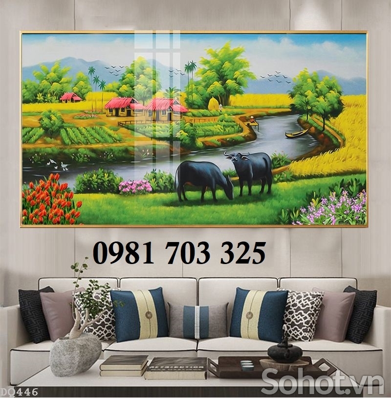 Gạch tranh 3d phong cảnh làng quê
