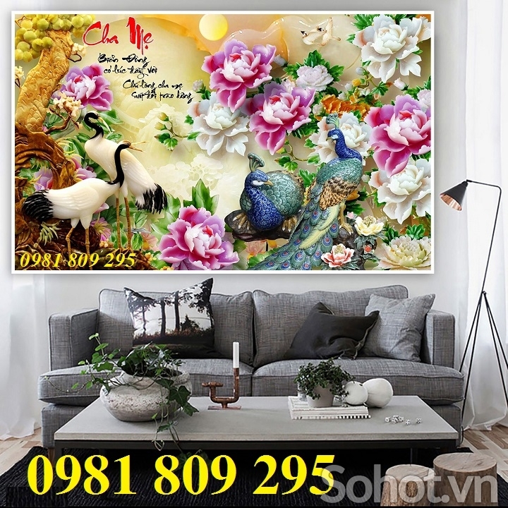 gạch tranh 3d chim công MỚI SALE