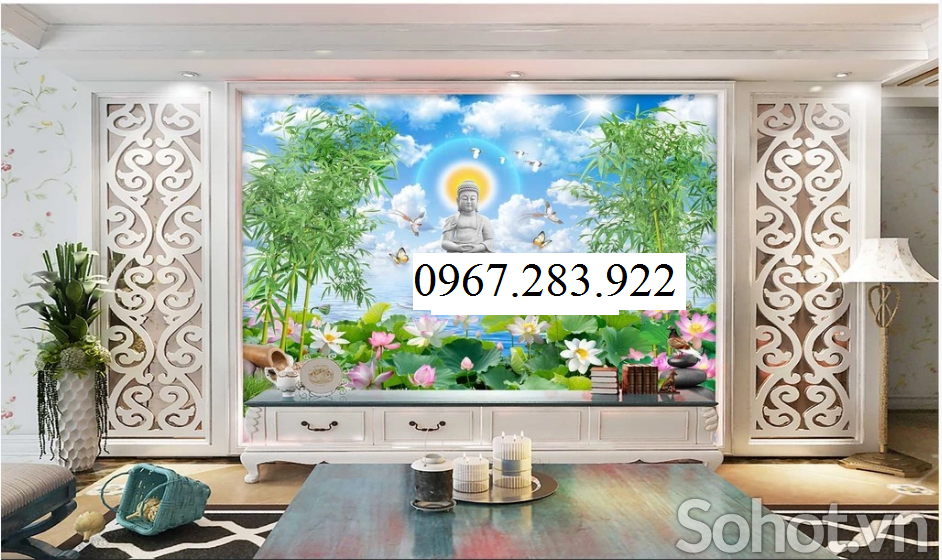 Tranh 3D- Tranh gạch hoa sen