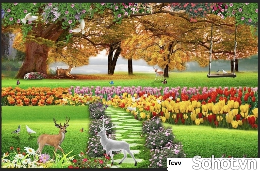 Tranh gạch 3d ốp tường con đường hàng cây - SMN89