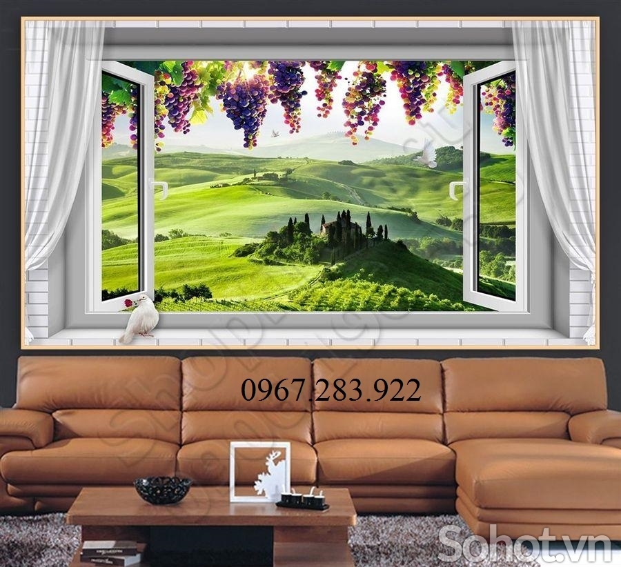 Gạch 3D- Tranh phong cảnh cửa sổ