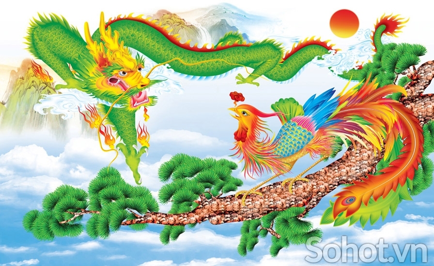 Tranh gạch 3d rồng phượng - NV333
