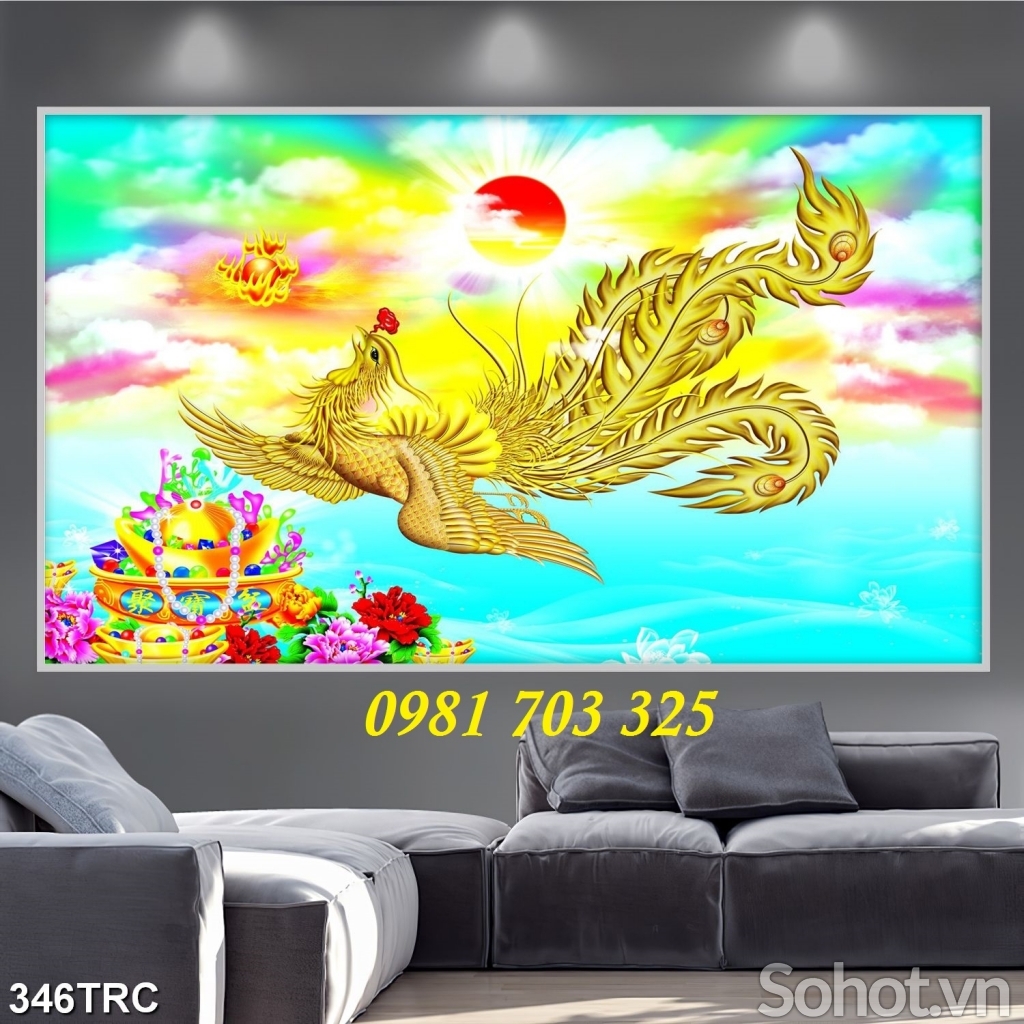 Gạch tranh 3D long phụng sum vầy