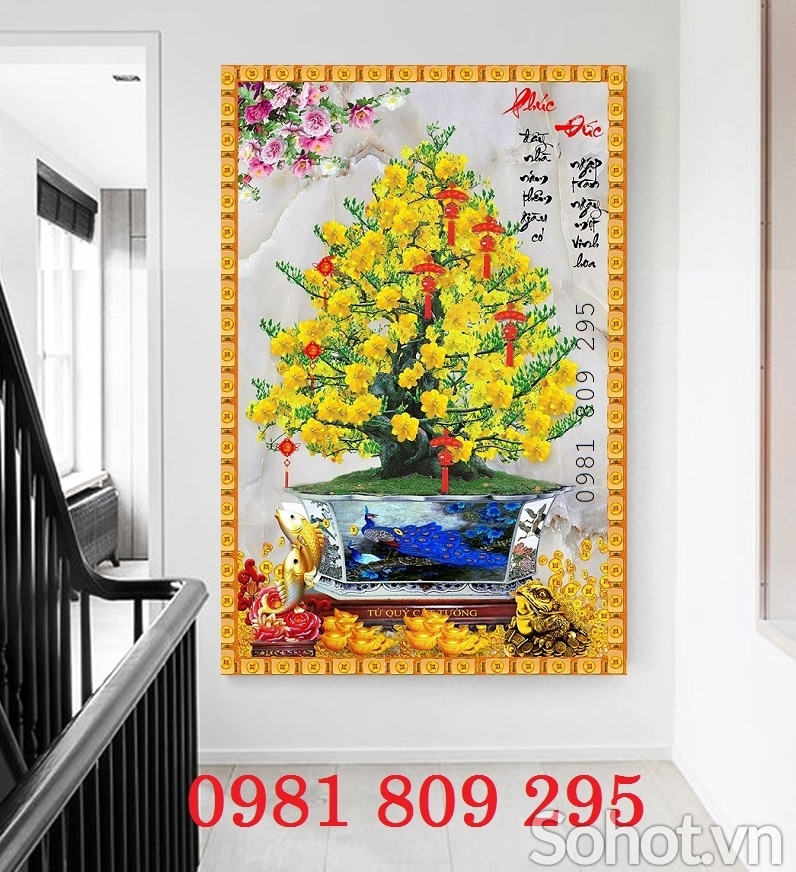 Tranh gạch 3d mai vàng