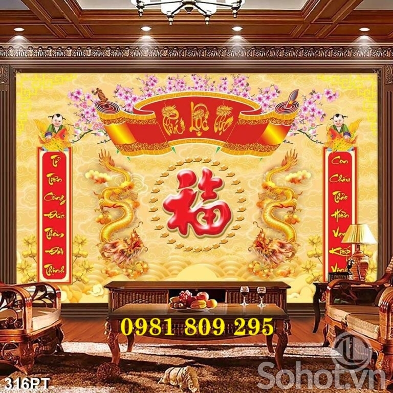 Tranh gạch trang trí cho phòng thờ Hn999