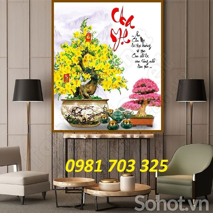 Tranh gạch 3D phòng khách- gạch tranh hoa mai