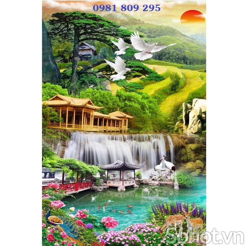 Tranh gạch 3d cao cấp thác nước JP553