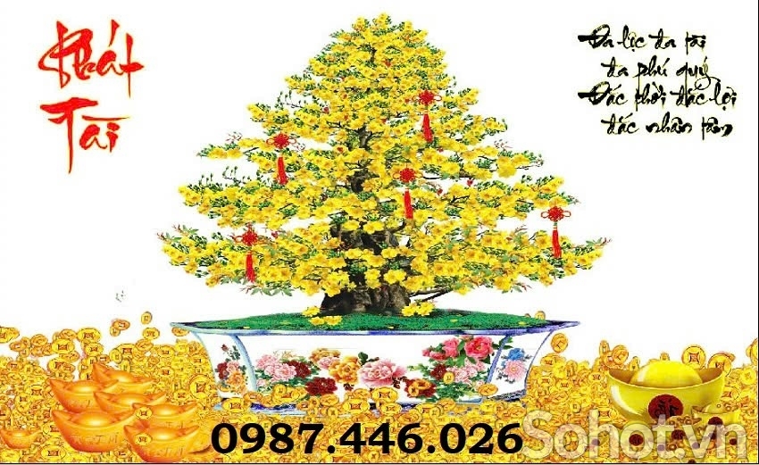Tranh gạch men hoa mai vàng