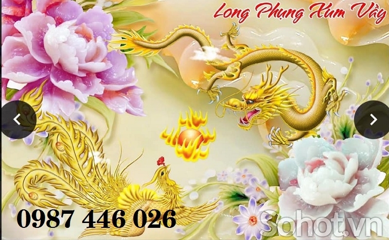 Tranh gạch men rồng vàng HP624