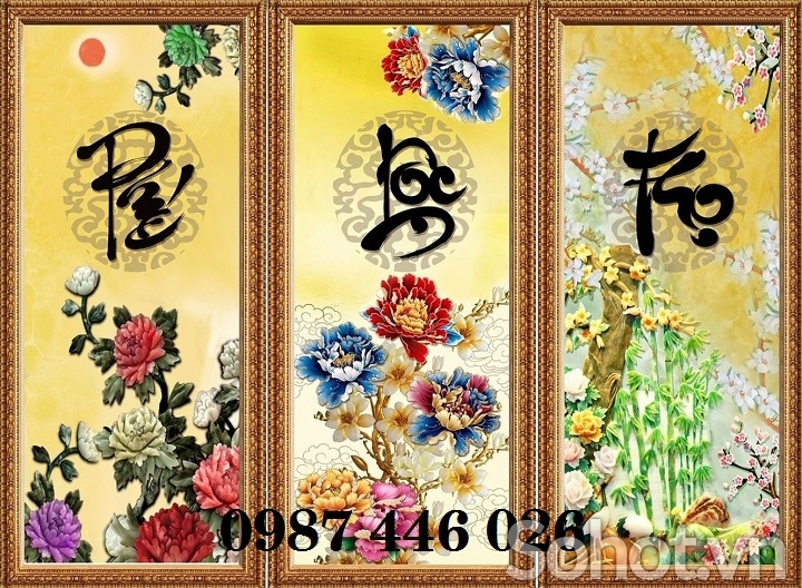 Tranh gạch men Phúc Lộc Thọ HP9722