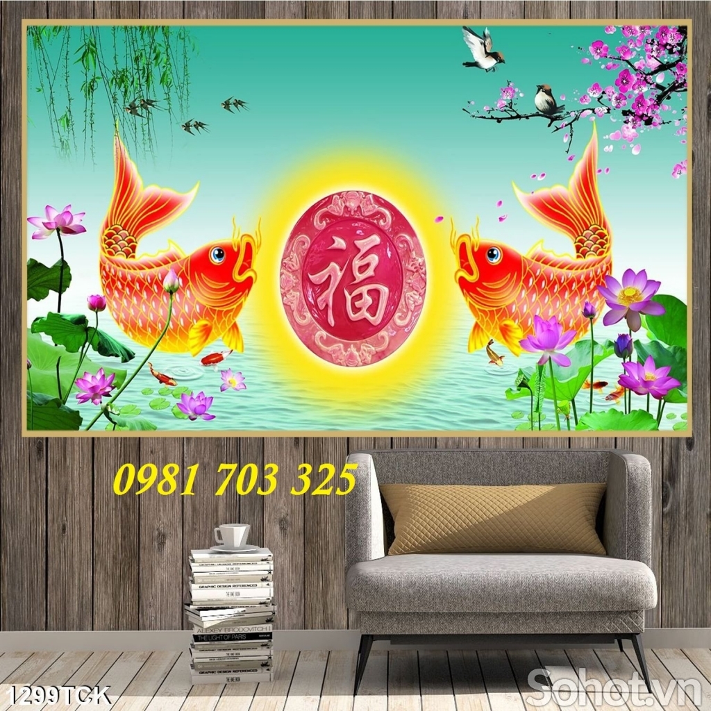 Gạch tranh trang trí cá chép