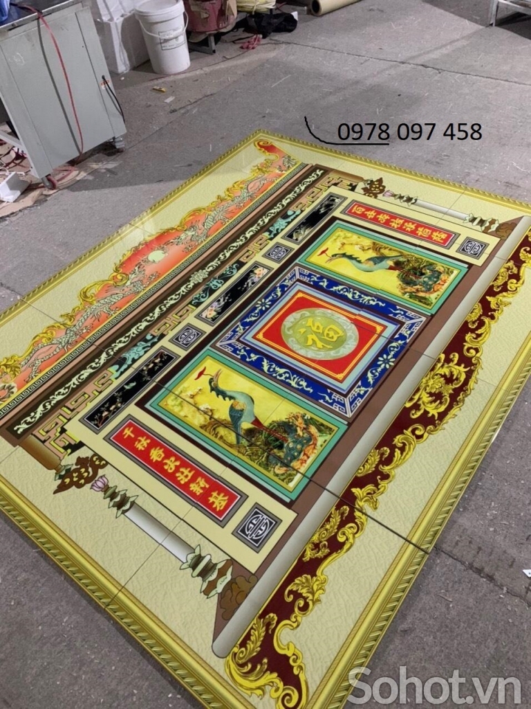 Tranh câu đối phòng thờ - gạch tranh in 3D
