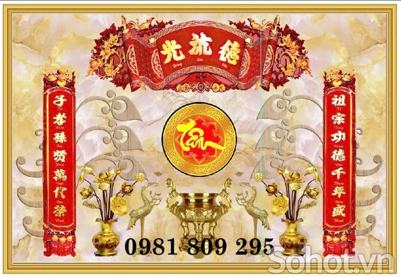 Tranh gạch phòng thờ- gạch trang trí Cửu Huyền thất tổ