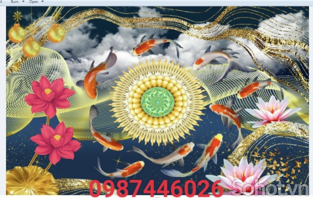 Gạch tranh cá chép vàng