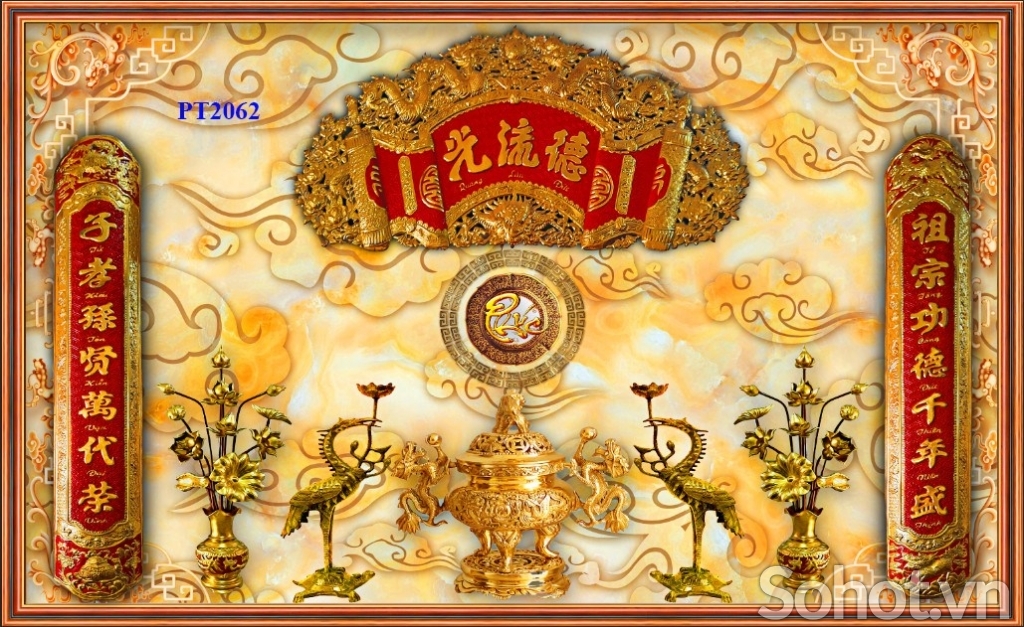 Gạch tranh dán tường phòng thờ