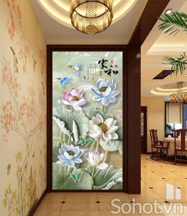 Tranh gạch 3d phong thủy phòng khách - KXDC4