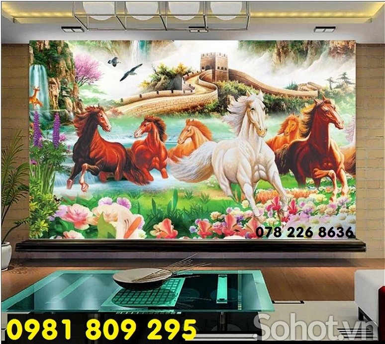 Mã đáo thành công 3d - gạch tranh 3d ngựa