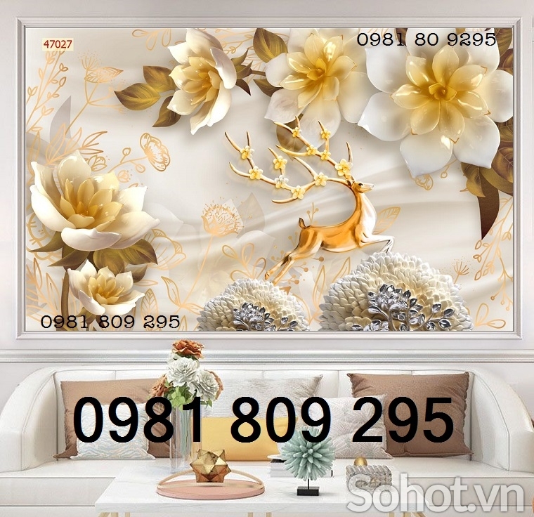 Gạch trang trí hoa ngọc 3d , gạch ốp tường