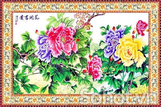 Tranh gạch 3d hoa mẫu đơn - XNCV63