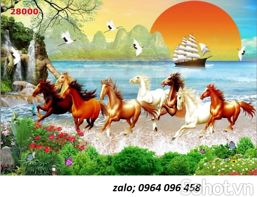 Tranh gạch 3d bát mã - 777XP