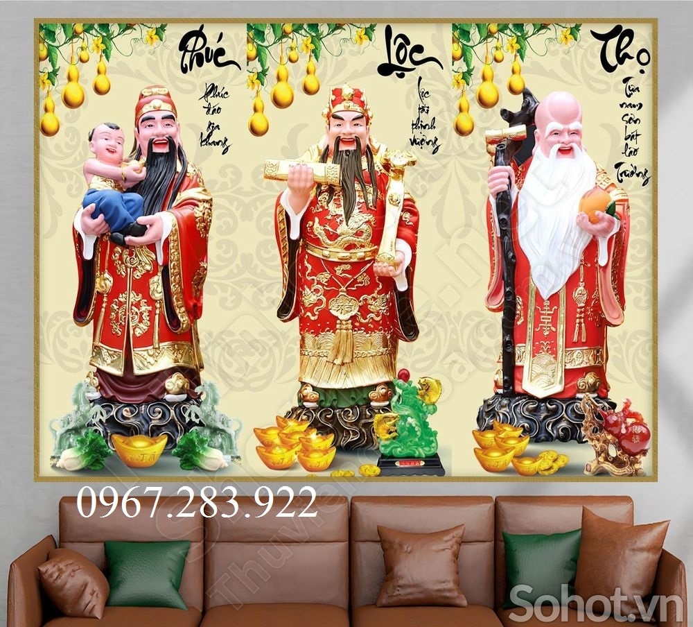 Gạch tranh- Tranh phong thuỷ Phúc Lộc Thọ