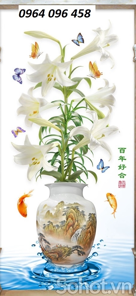 Tranh gạch men 3d mẫu bình hoa - MC43