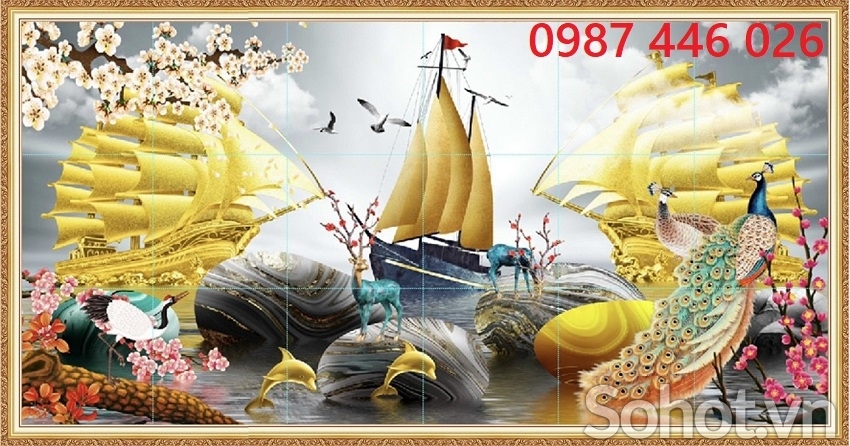 Tranh gạch men cây lộc vàng HP8282