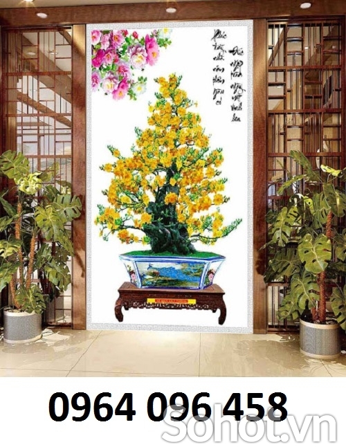gạch tranh hoa mai vàng 3d - AM66