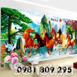 Tranh gạch men 3d mã đáo thành công