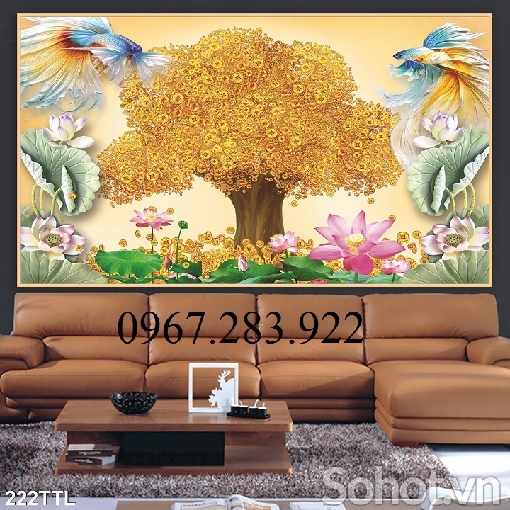 Gạch tranh- Tranh phong thuỷ cây kim tiền