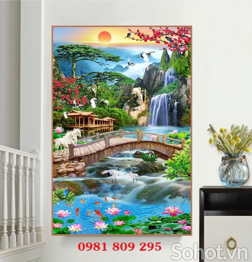 Tranh gạch thác nước đẹp JP863