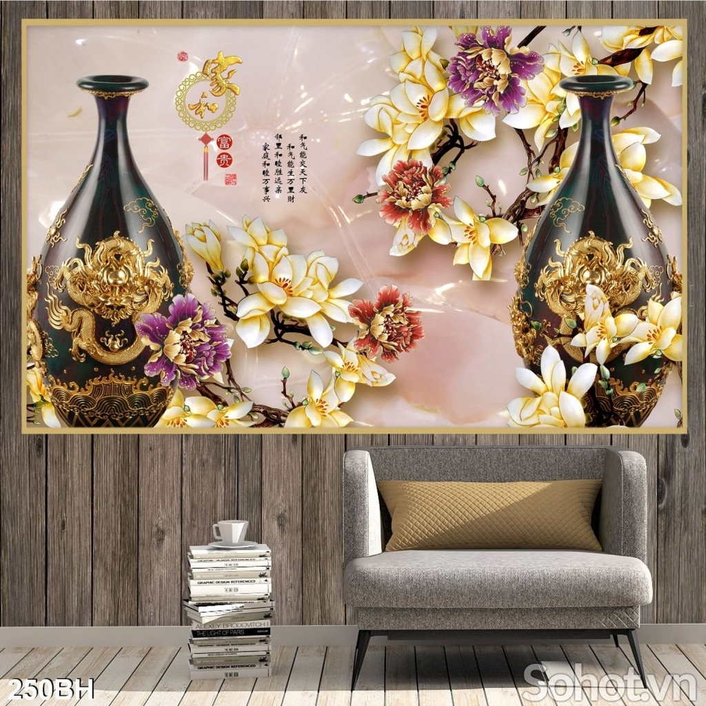 Gạch tranh 3D bình hoa