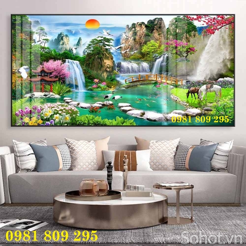 Gạch tranh mới 3d , tranh ốp phòng khách HQ999