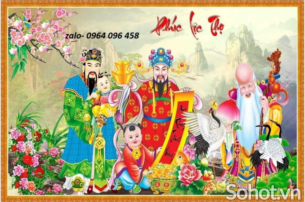 Tranh gạch 3d phúc lộc thọ - VCX87