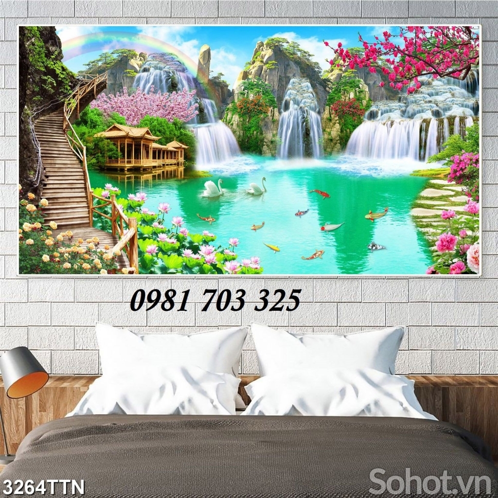 tranh phong cảnh thác nước