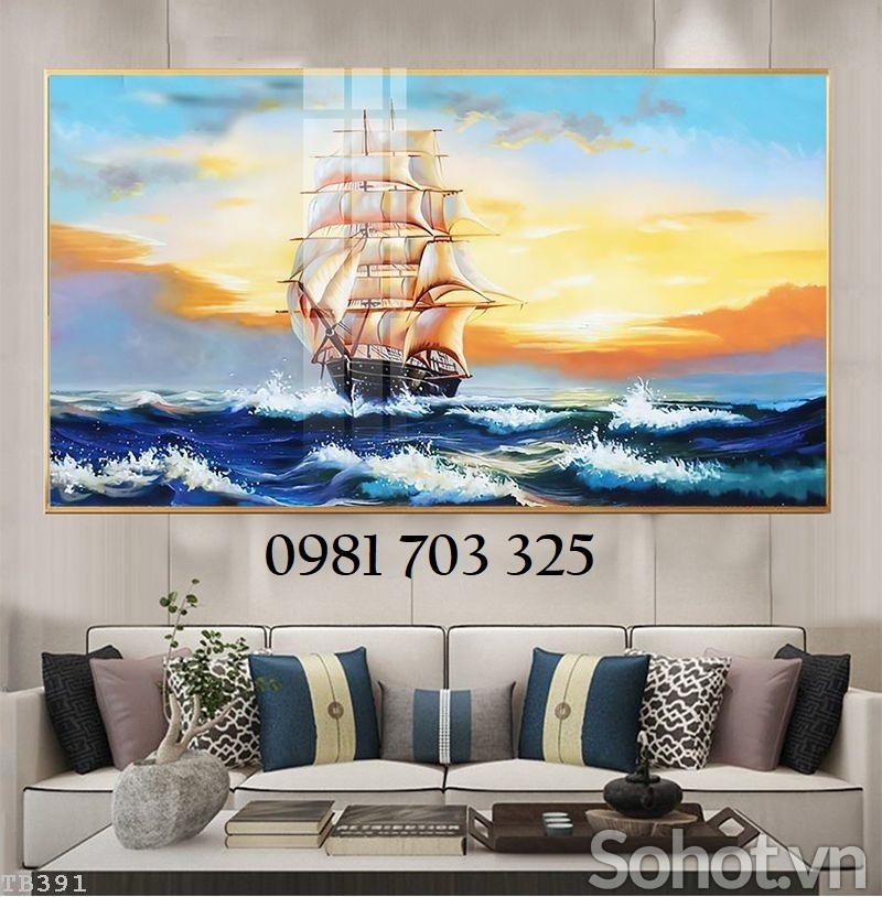 Tranh gạch hình thuyền buồm 3D đẹp