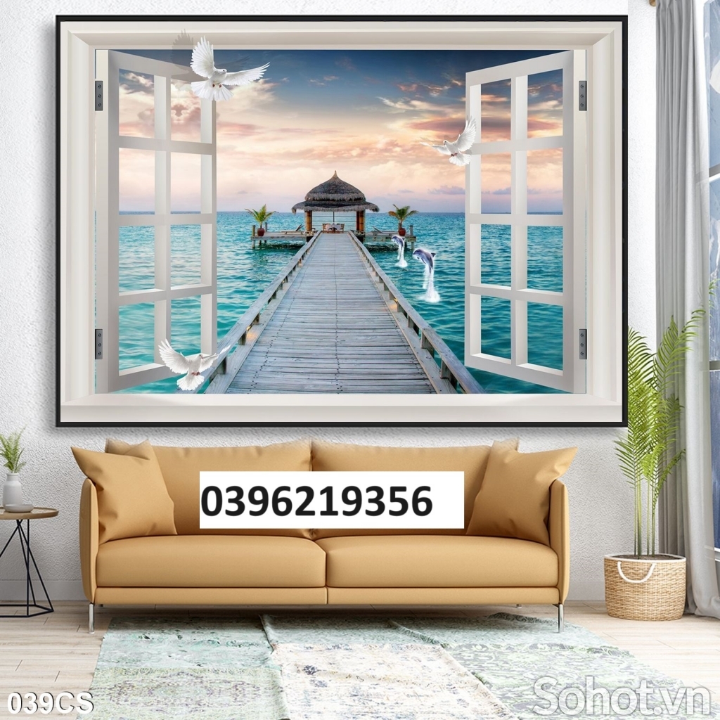Gạch tranh 3D hình cửa sổ đẹp