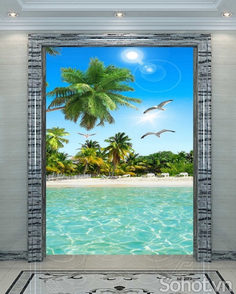 Tranh gạch 3d phong cảnh biển- CVB89