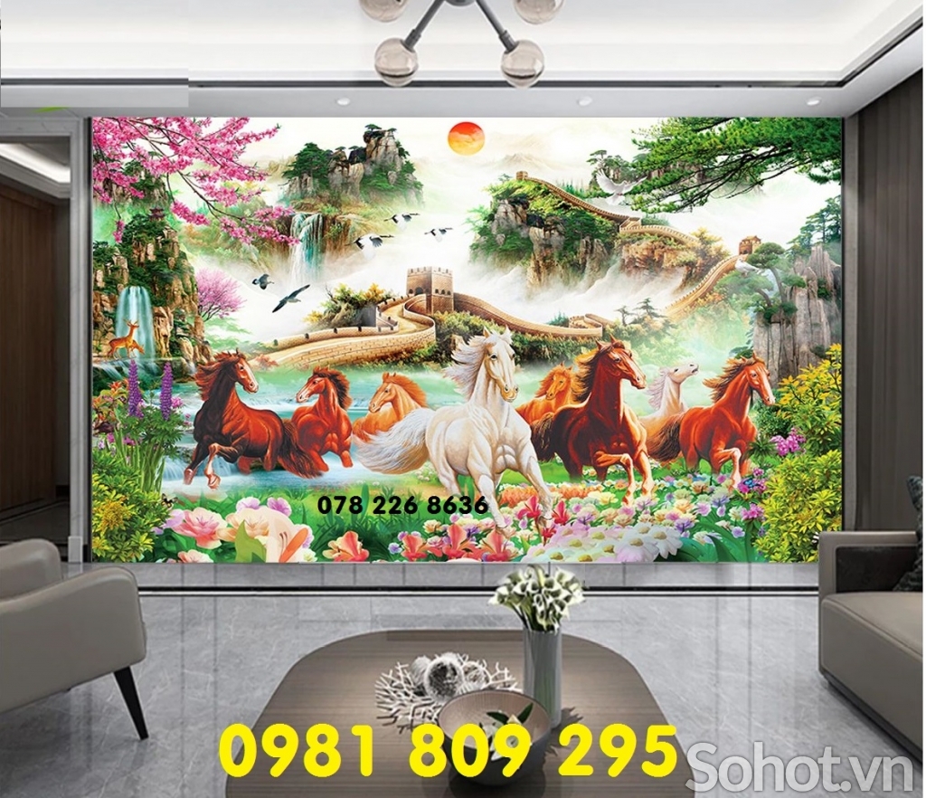 Tranh gạch bát mã - gạch tranh ốp phòng khách