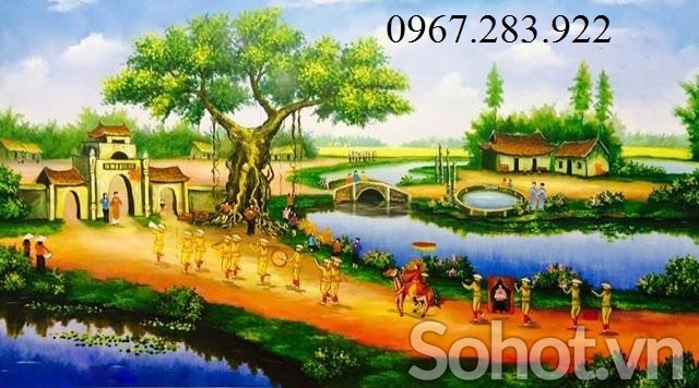 Phong cảnh làng quê Việt Nam với con sông sân đình cây đa bến nước giống  như một biểu tượng của đất nước và con người Việt Nam qua nhiều năm tháng