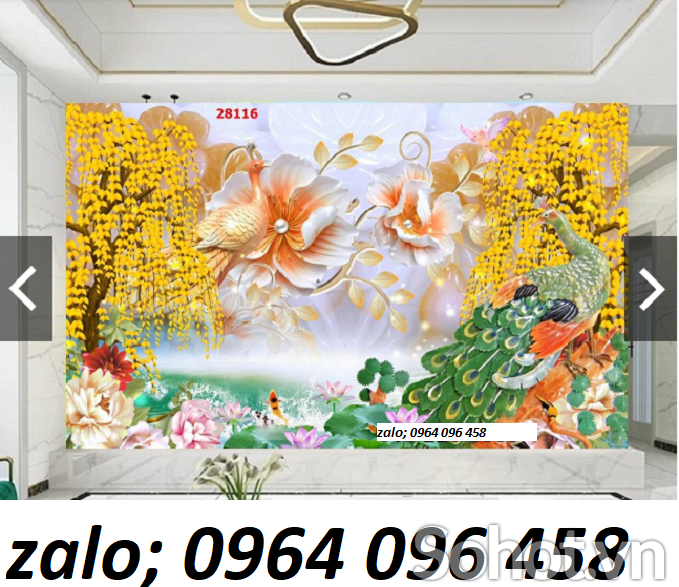 Tranh gạch 3d chim công trang trí phòng khách - 799CPP